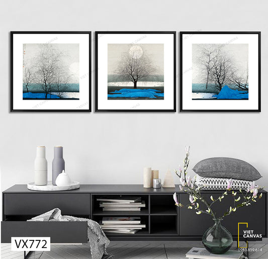 Bộ 3 Tranh Cây Dưới Ánh Mặt Trời - VX772