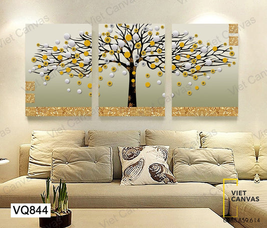 Bộ 3 Tranh Cây Gỗ Nở Hoa - VQ844