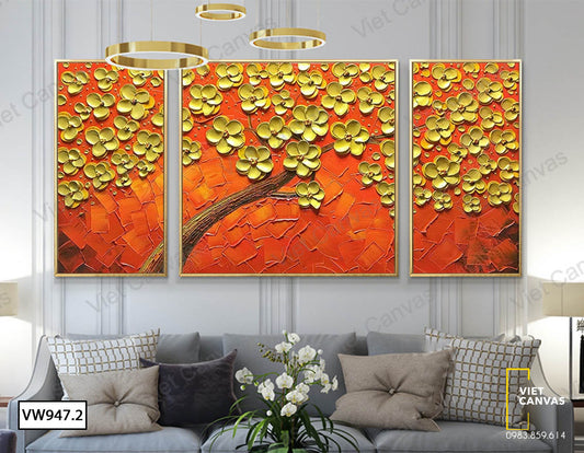 Bộ 3 Tranh Cây Hoa Vàng - VW947.2
