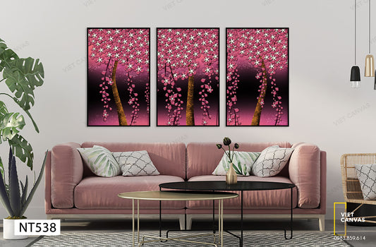 Bộ 3 Tranh Cây Hoa Hồng Nở Rộ - NT538
