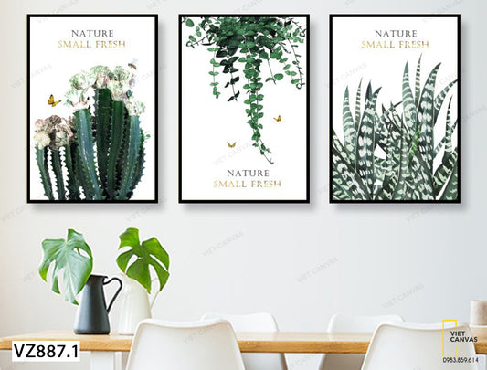 Bộ 3 Tranh Cây Lá Xanh - VZ887.1