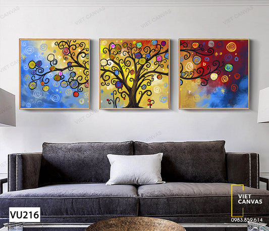 Bộ 3 Tranh Cây Hoa Đa Sắc Màu - VU216