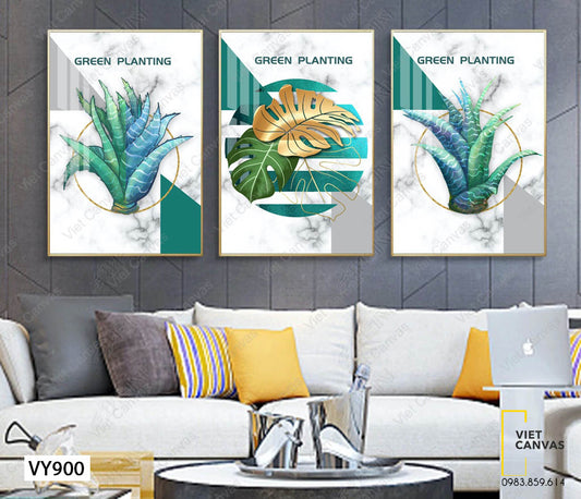 Bộ 3 Tranh Cây Nha Đam Và Chiếc Lá Vàng - VY900