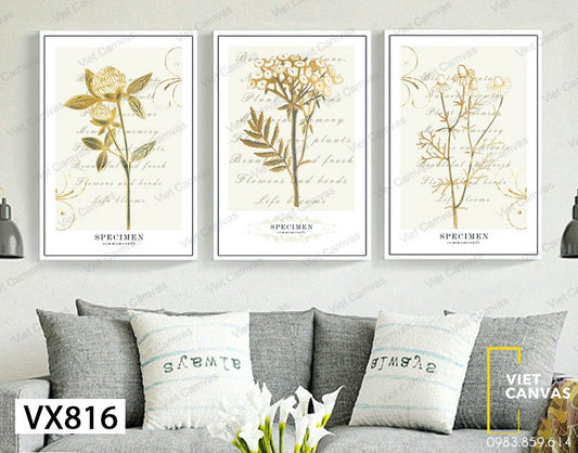 Bộ 3 Tranh Cây Lá Vàng - VX816