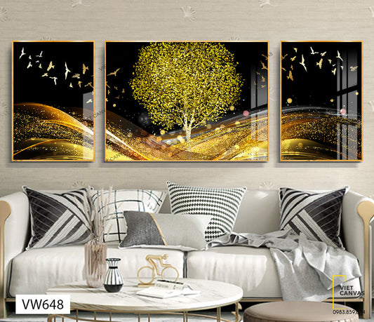 Bộ 3 Tranh Cây Và Đàn Chim - VW648