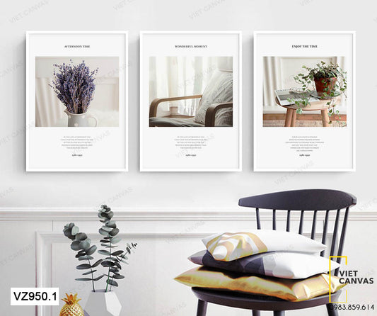 Bộ 3 Tranh Chậu Hoa Giản Đơn - VZ950.1