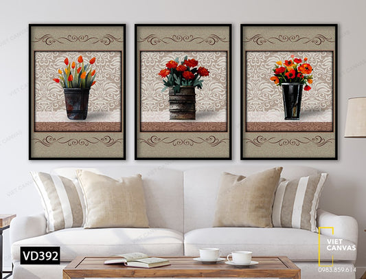 Bộ 3 Tranh Chậu Hoa Nhỏ Rực Rỡ - VD392