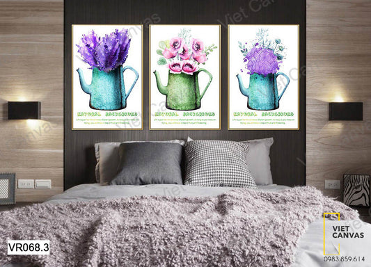 Bộ 3 Tranh Chậu Hoa Sắc Tím - VR068.3