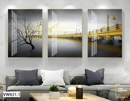 Bộ 3 Tranh Chiếc Cầu Màu vàng - VW631.1