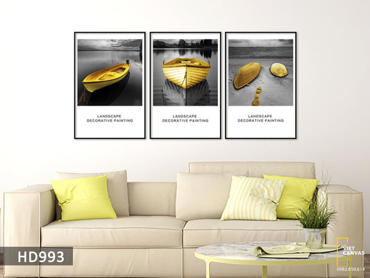 Bộ 3 Tranh Chiếc Thuyền Vàng - HD993