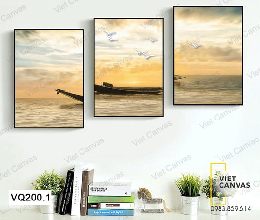 Bộ 3 Tranh Chiếc Thuyền Và Hải Âu - VQ200.1