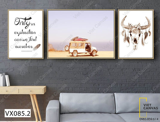 Bộ 3 Tranh Chiếc Xe Và Quotes - VX085.2