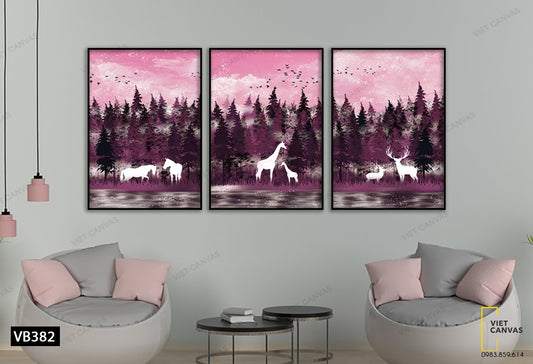 Bộ 3 Tranh Chiều Tím Của Muôn Thú - VB382