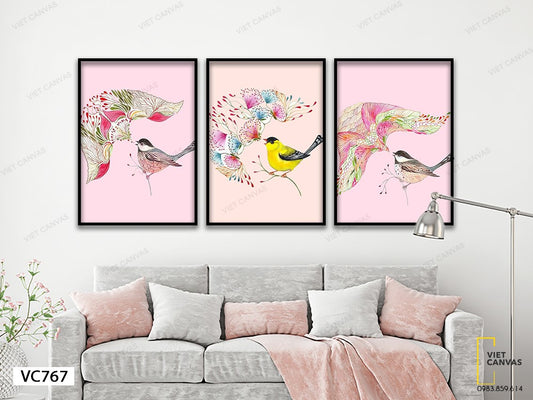 Bộ 3 Tranh Chim Hót Ngọt Ngào - VC767
