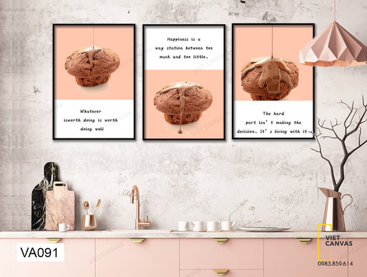 Bộ 3 Tranh Chocolate Cupcakes - VA091
