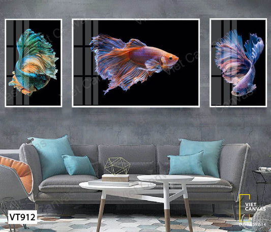 Bộ 3 Tranh Những Chú Cá Đa Sắc - VT912