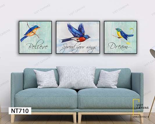 Bộ 3 Tranh Chú Chim Xanh - NT710