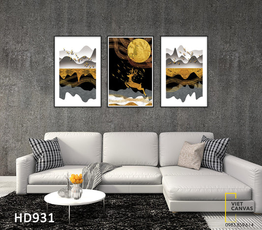 Bộ 3 Tranh Chú Hươu Giữa Rừng - HD931