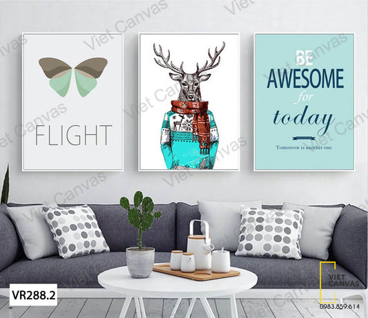 Bộ 3 Tranh Chú Hươu Và Quotes - VR288.2