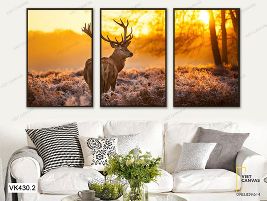 Bộ 3 Tranh Chú Hươu Trong Rừng Hạ - VK430.2