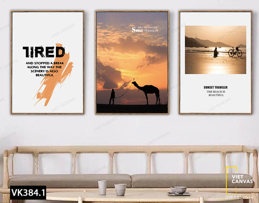 Bộ 3 Tranh Quotes, Động Vật Và Bờ Biển - VK384.1