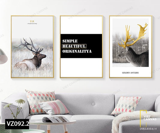 Bộ 3 Tranh Chú Tuần Lộc Và Quotes - VZ092.2