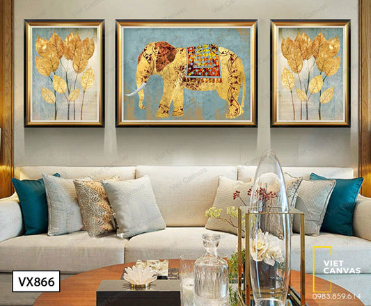 Bộ 3 Tranh Chú Voi Và Chiếc Lá - VX866