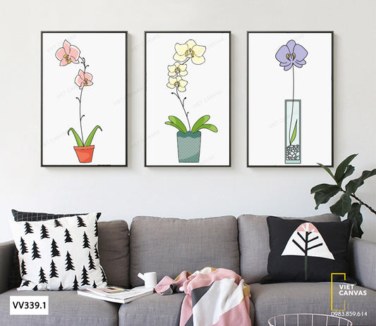 Bộ 3 Tranh Ba Chậu Lan - VV339.1