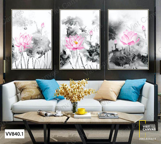 Bộ 3 Tranh Đầm Sen - VV840.1