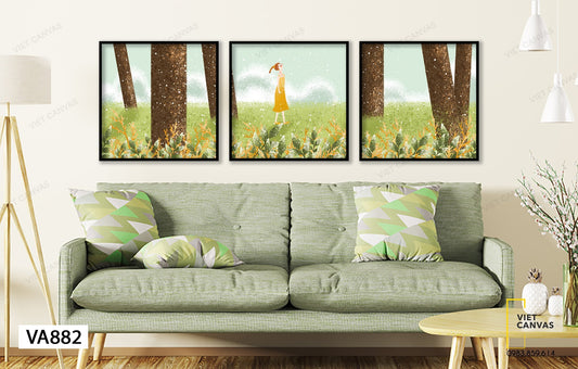 Bộ 3 Tranh Cô Bé Ở Trong Rừng - VA882