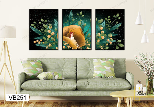 Bộ 3 Tranh Cô Bé Mơ Mộng Trong Khu Vườn Cổ Tích - VB251