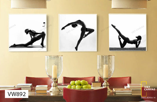Bộ 3 Tranh Cô Gái Tập Yoga - VW892
