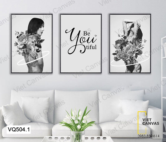 Bộ 3 Tranh Cô Gái Và Hoa - VQ504.1