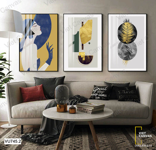 Bộ 3 Tranh Cô Gái Và Hình Tròn - VU745.2
