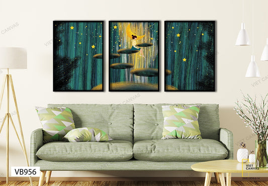 Bộ 3 Tranh Cô Gái Với Màn Đêm - VB956