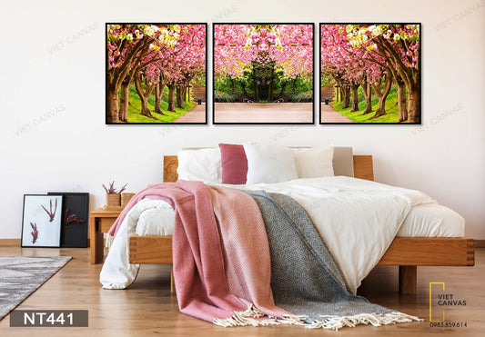 Bộ 3 Tranh Rừng Cây Lá Hồng - NT441
