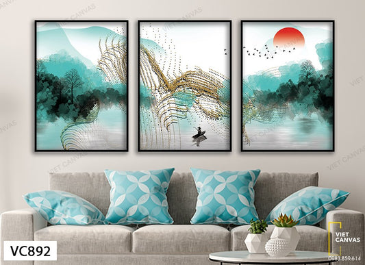 Bộ 3 Tranh Con Sông Thơ Mộng - VC892