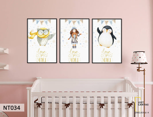 Bộ 3 Tranh Con Vật Ngộ Nghĩnh - NT034