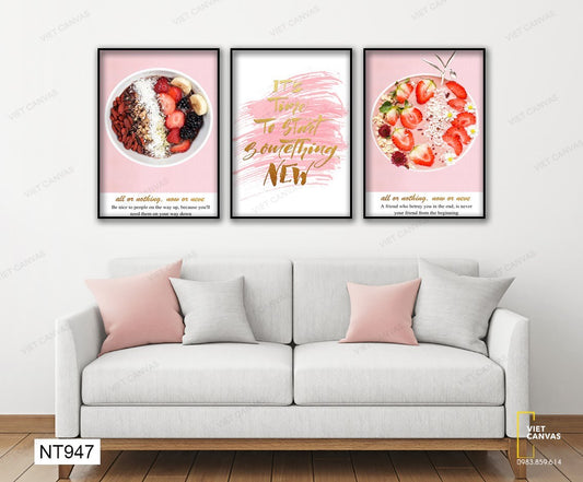 Bộ 3 Tranh Thức Ăn Lành Mạnh Và Quotes - NT947