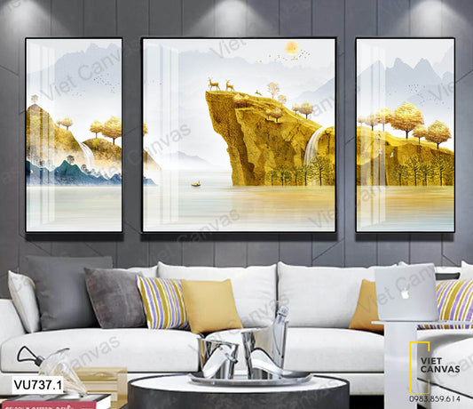 Bộ 3 Tranh Đồi Núi Và Sông - VU737.1