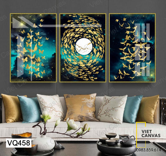 Bộ 3 Tranh Đàn Bướm, Cá Và Chim - VQ458