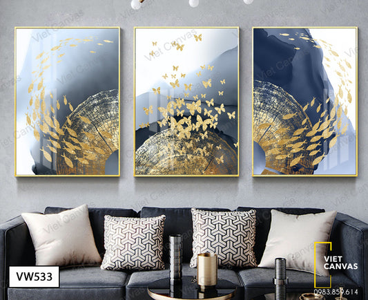 Bộ 3 Tranh Đàn Bướm Và Cá - VW533