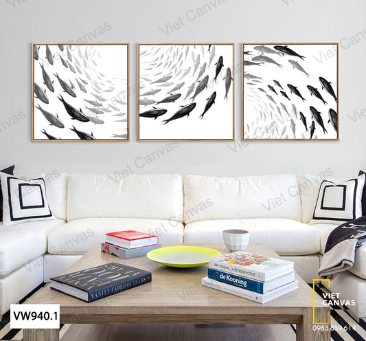 Bộ 3 Tranh Đàn Cá - VW940.1