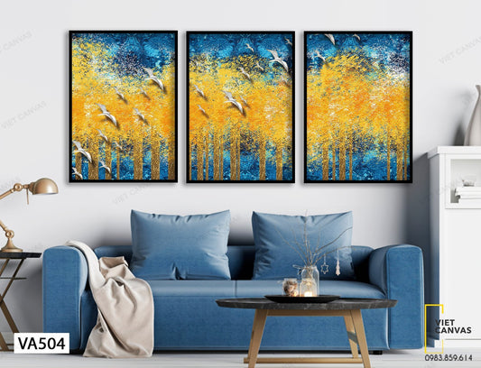 Bộ 3 Tranh Đàn Chim Bay Về - VA504