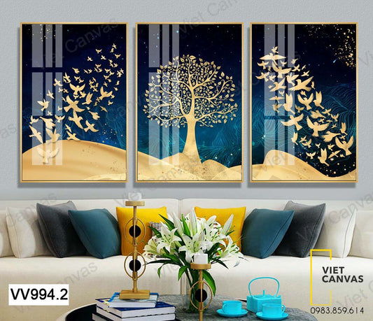 Bộ 3 Tranh Đàn Chim Và Cây - VV994.2