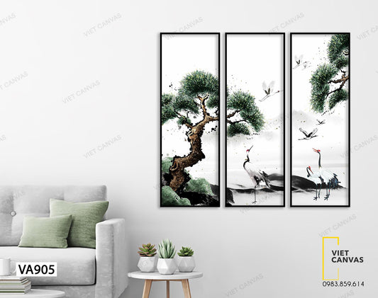 Bộ 3 Tranh Đàn Hạc Trắng - VA905