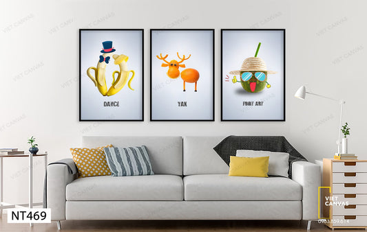 Bộ 3 Tranh Trái Cây Dễ Thương - NT469