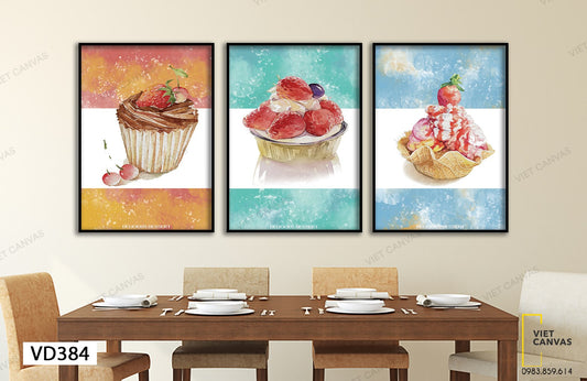 Bộ 3 Tranh Món Tráng Miệng - VD384