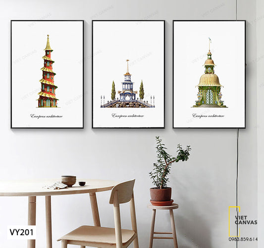 Bộ 3 Tranh Đỉnh Tháp Kỳ Vĩ - VY201