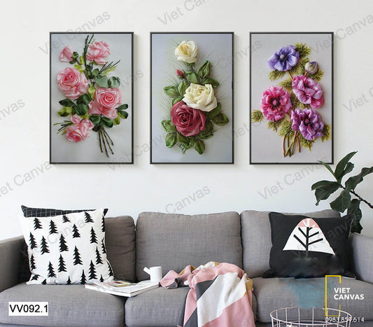 Bộ 3 Tranh Những Đóa Hoa Hồng - VV092.1